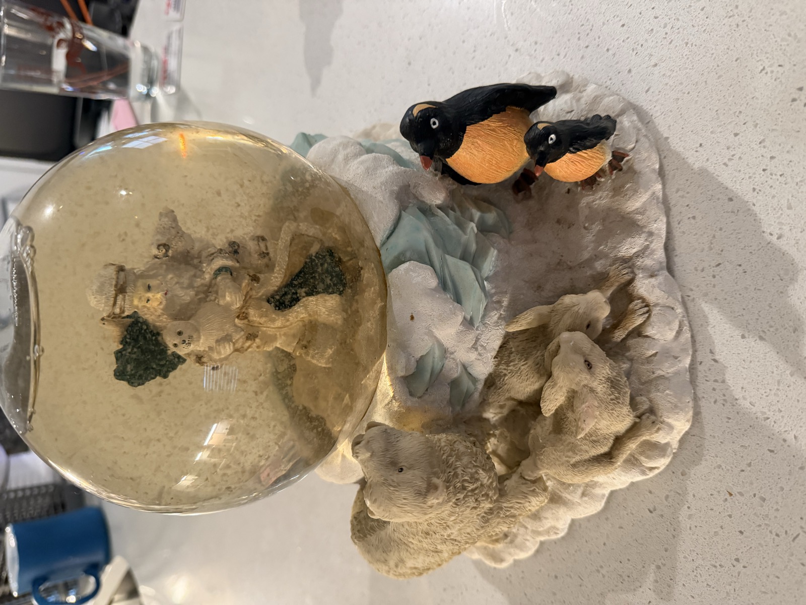 Large Winter Snow Globe — Santa, Polar Bear & Penguins